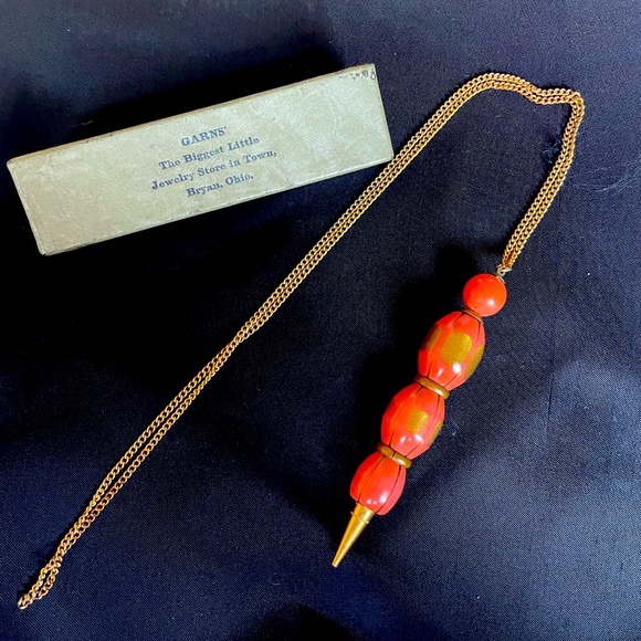 Source Unknown Jewelry Mcm Art Deco Golf Mechanical Pencil Necklace
